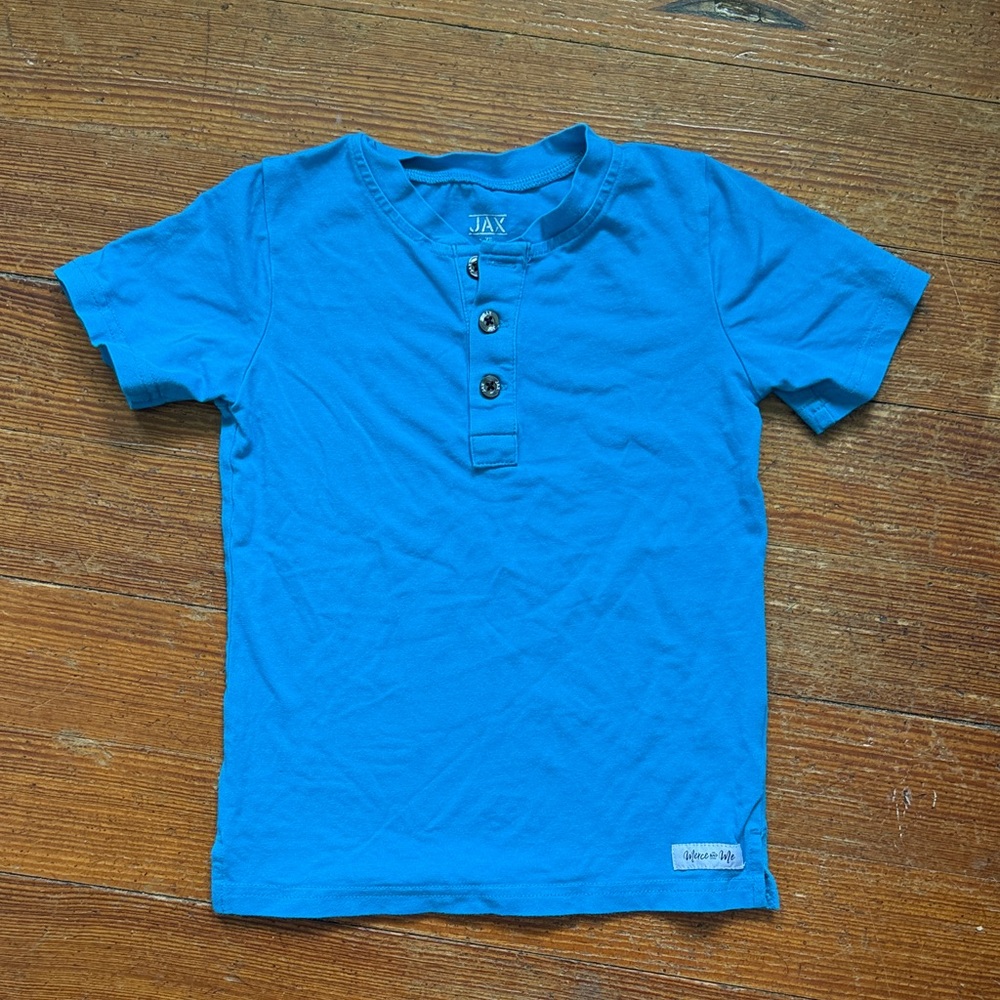 Merce and Me Jax Kids Vibrant Blue Button Tee size 4 GUC
